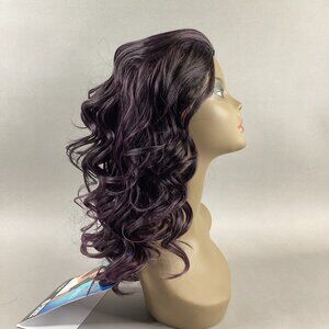 Anjou Long Wavy #2T/PUHA Darkest Brown Purple Synthetic Quick Weave Wig